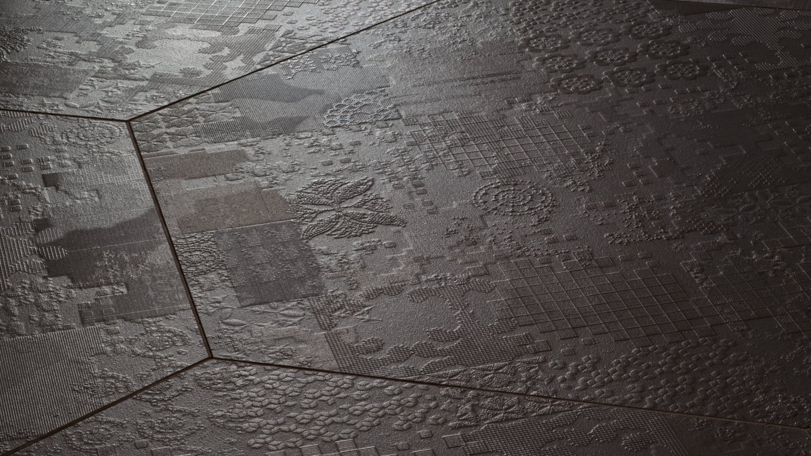 Mutina Déchirer 瓷质砖地面呈现混凝土质感浮雕