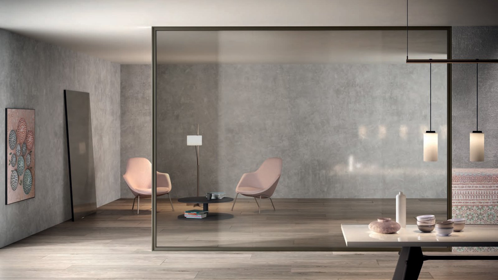 Luconi Simple Bold 双层玻璃办公隔断