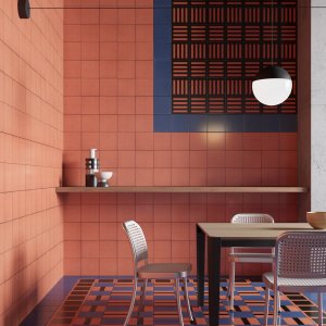 Du Pasquier 手绘的 Square Black 图案瓷砖