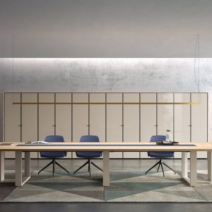 钢质底盘的 Arche 圆柱脚圆桌