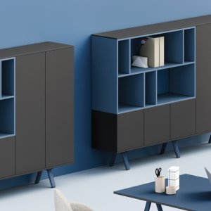 Archiutti Lay 六人共享工位与白色 MDF 灯