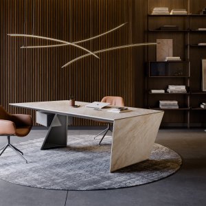 Cattelan Italia 设计师办公桌 Nasdaq，倾斜钢制桌腿