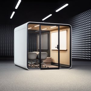 远程同事出现在 Framery Six 的大屏上