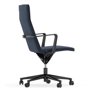 深色皮革带头枕的 Valea Chair