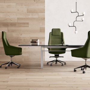 Las Mobili Jera Chair 行政老板椅,绗缝软包与抛光铝五星脚