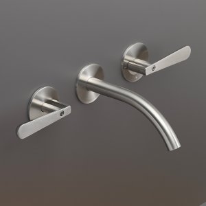 Cea Design 的 Lutezia 墙装双柄龙头，抛光 Black Diamond 饰面