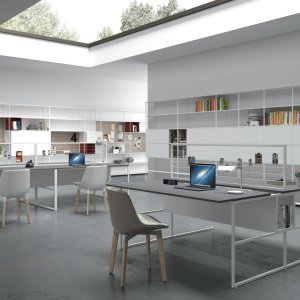 MDF Italia 20.Venti 单人办公桌，哑光 Fenix 桌面