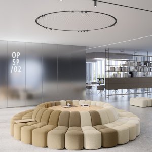采用 mdf italia Array 座椅的企业接待区