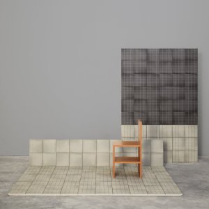 Aurore Charcoal 与 Light Blue Grid L 对比拼接