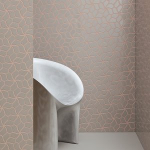 墙面上的 Botanica Grey Matt 马赛克