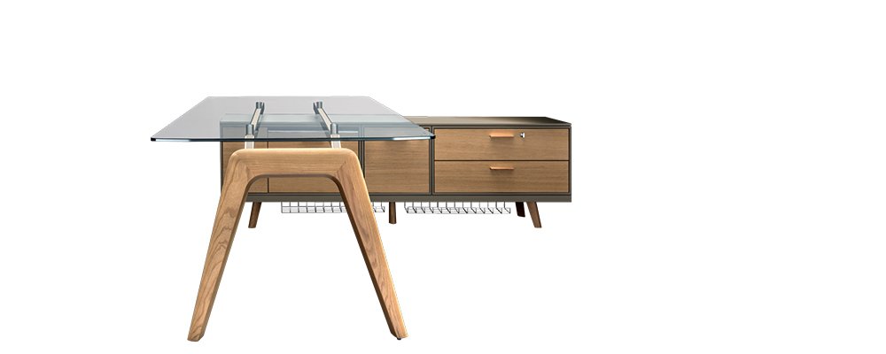 办公桌+副台+服务柜